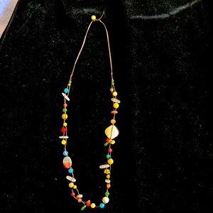 Multicolored stone, and crystal necklace.